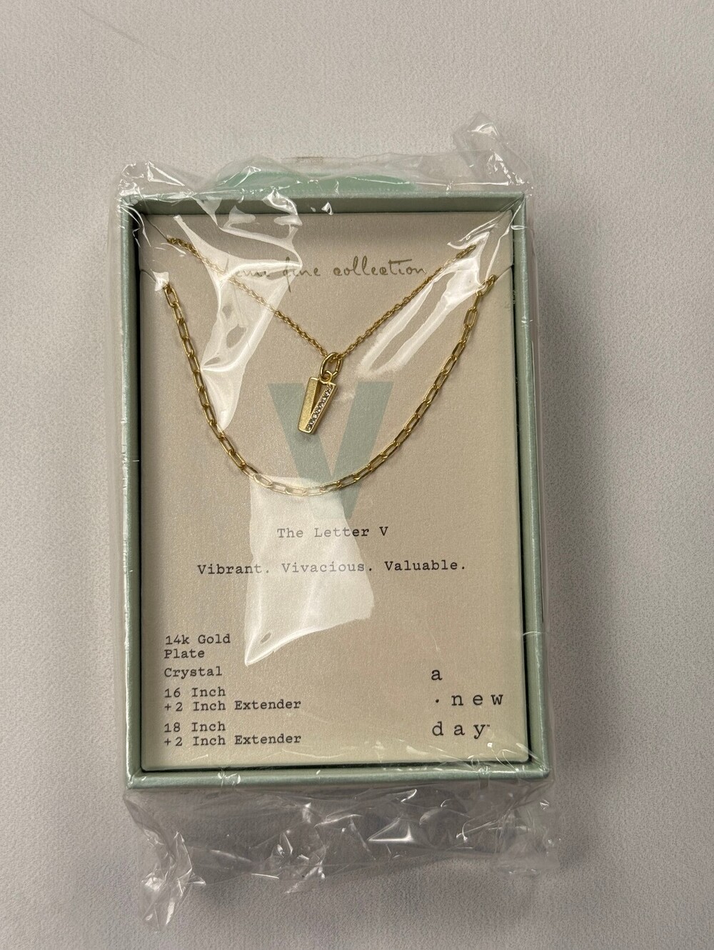 A New Day The Letter V Necklace Modern Statement Piece - Womens NWT